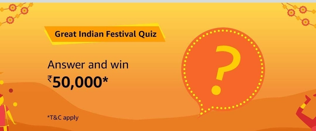 Amazon Great Indian Festival Quiz 2019 – 13th to 16th October